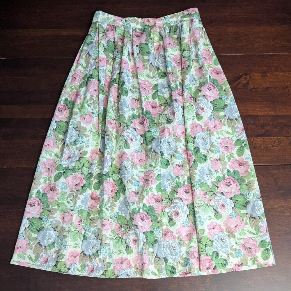 Pastel Floral A Line Midi Skirt Womens 12 Boho Fairy Cottagecore Modest Spring